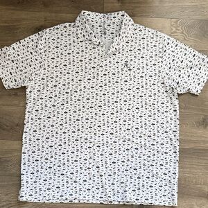 Rhoback White and Black Patterned Polo Shirt